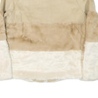 STRADIVARIUS Womens Beige Faux Fur Colourblock Jacket S Synthetic Button Closure