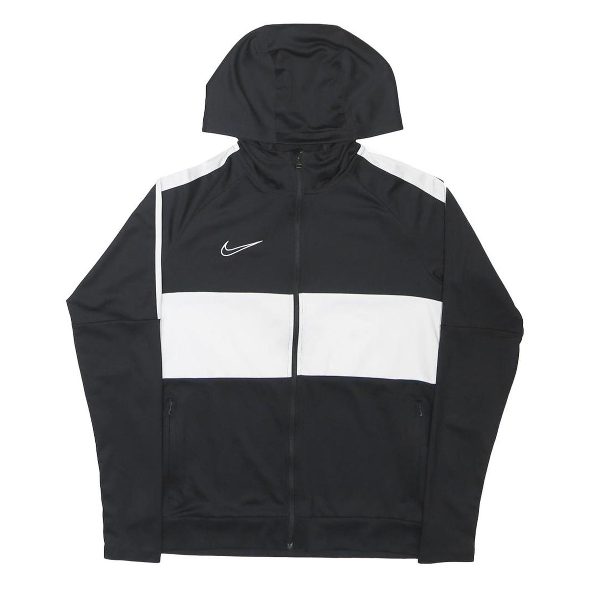 NIKE Boys Black & White Hoodie XL Full Zip Lightweight Sportswear