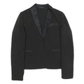 LIU JEANS Womens Black Jacket S Polyester Blend Button Satin Collar Formal