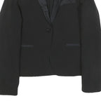 LIU JEANS Womens Black Jacket S Polyester Blend Button Satin Collar Formal
