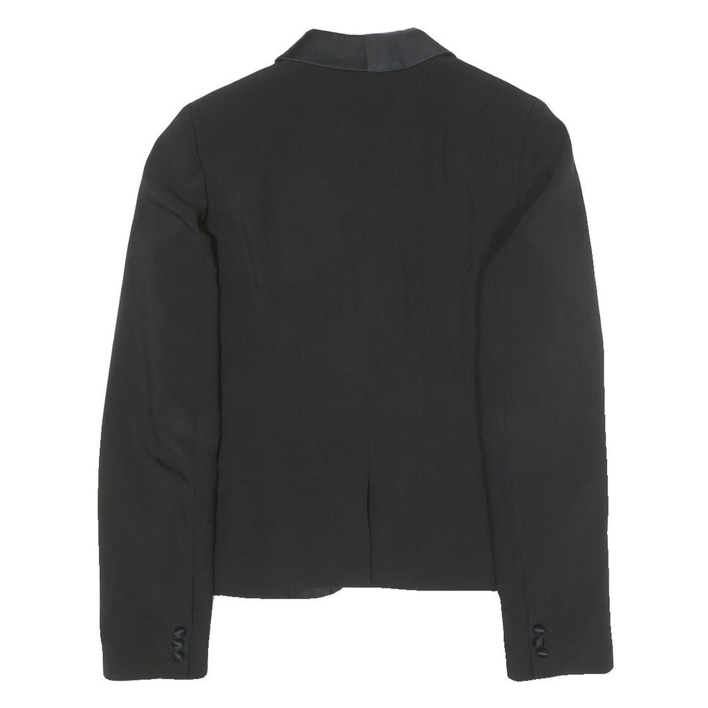 LIU JEANS Womens Black Jacket S Polyester Blend Button Satin Collar Formal