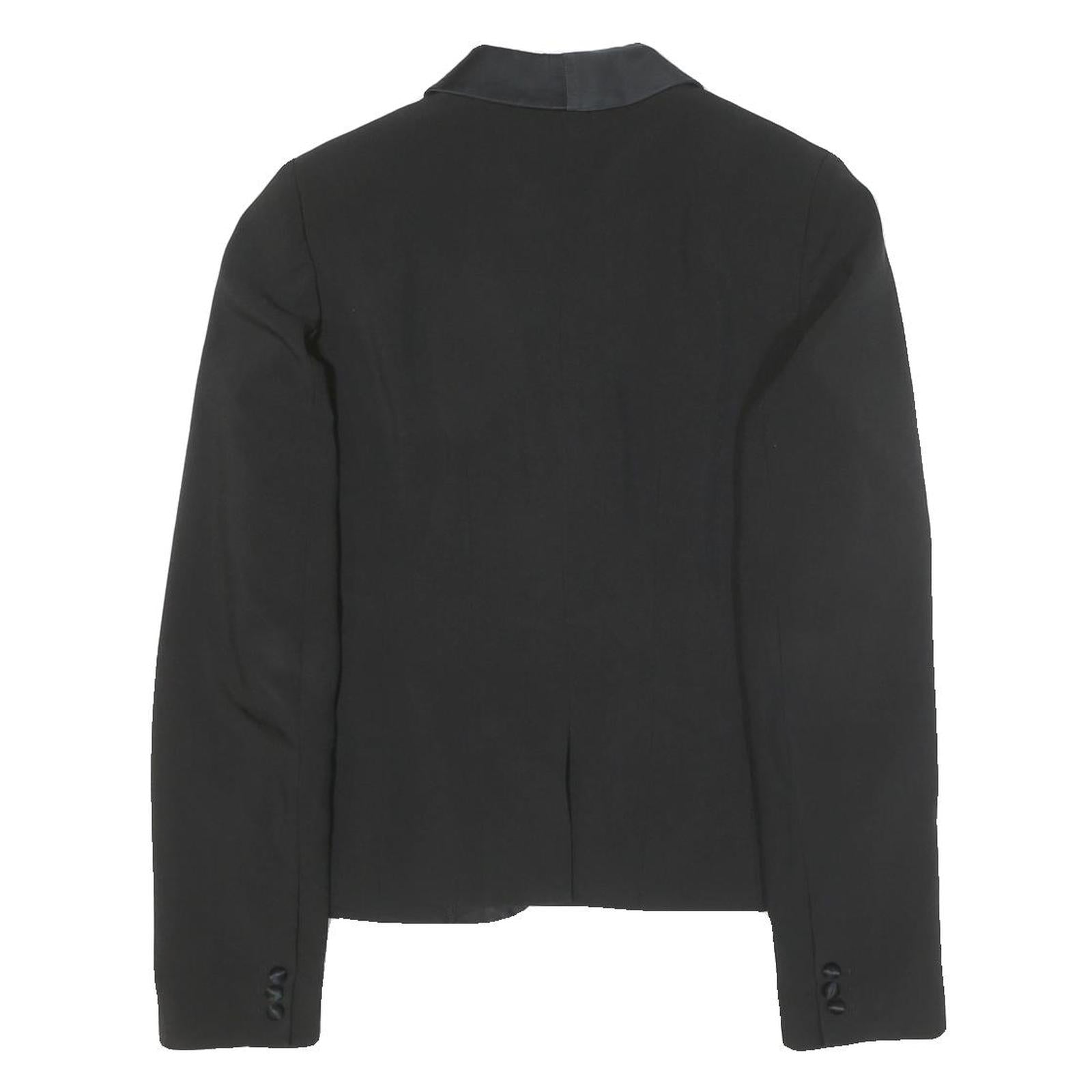 LIU JEANS Womens Black Jacket S Polyester Blend Button Satin Collar Formal