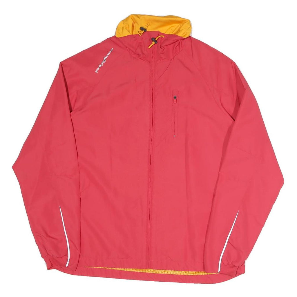 SPORTS PERFORMANCE Womens Red & Yellow Outdoor Jacket UK 14 Polyester Blend Zip