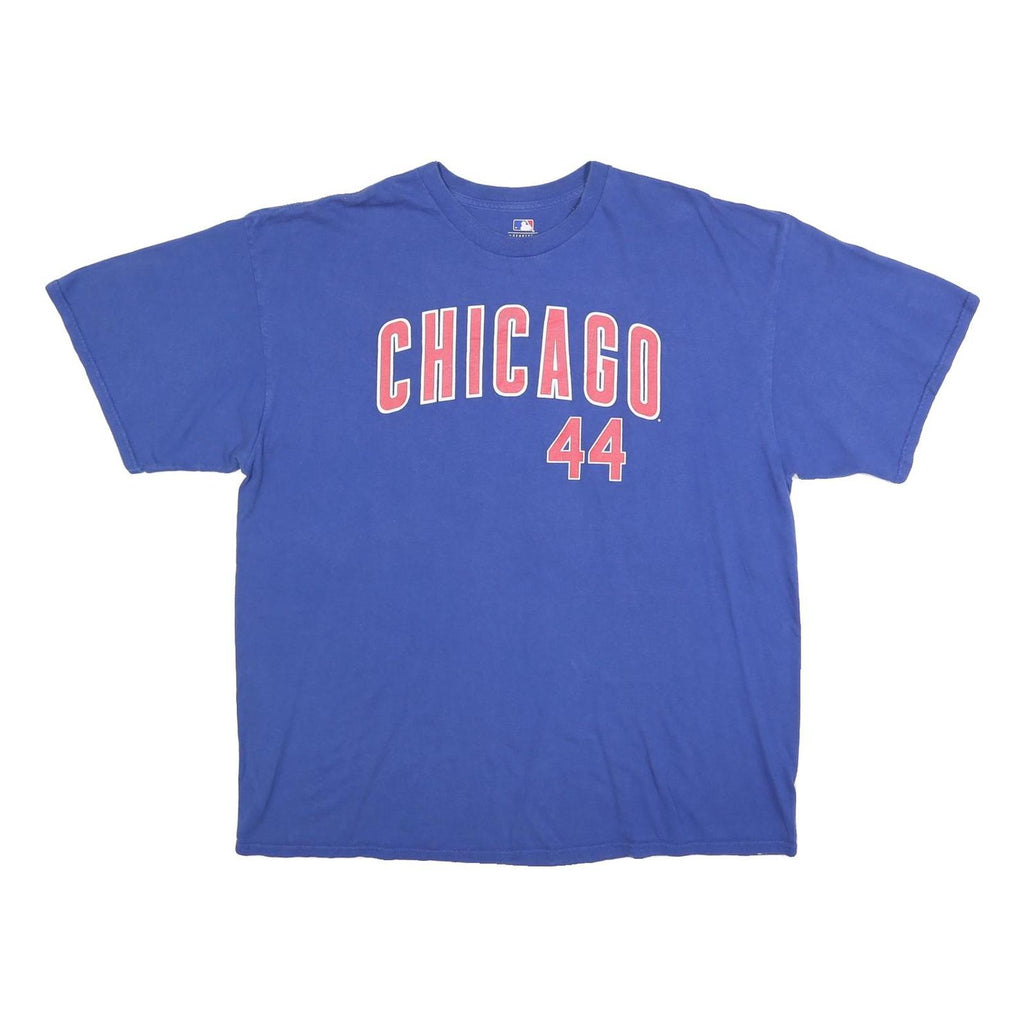 MLB Mens Blue Chicago 44 Graphic T-Shirt 2XL Short Sleeve Crew Neck Cotton Blend
