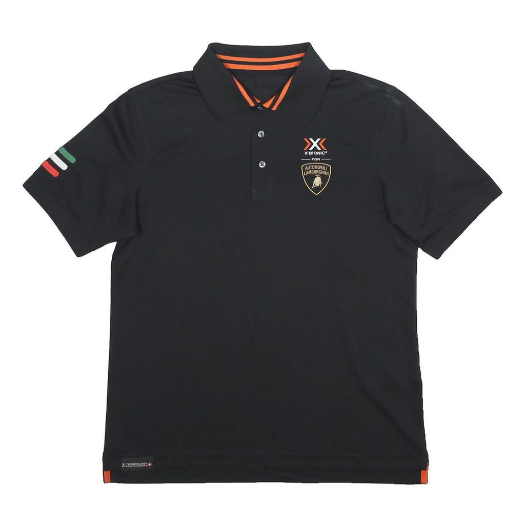 X-BIONIC FOR AUTOMOBILI LAMBORGHINI Mens Black Polo Shirt S Polyester Short