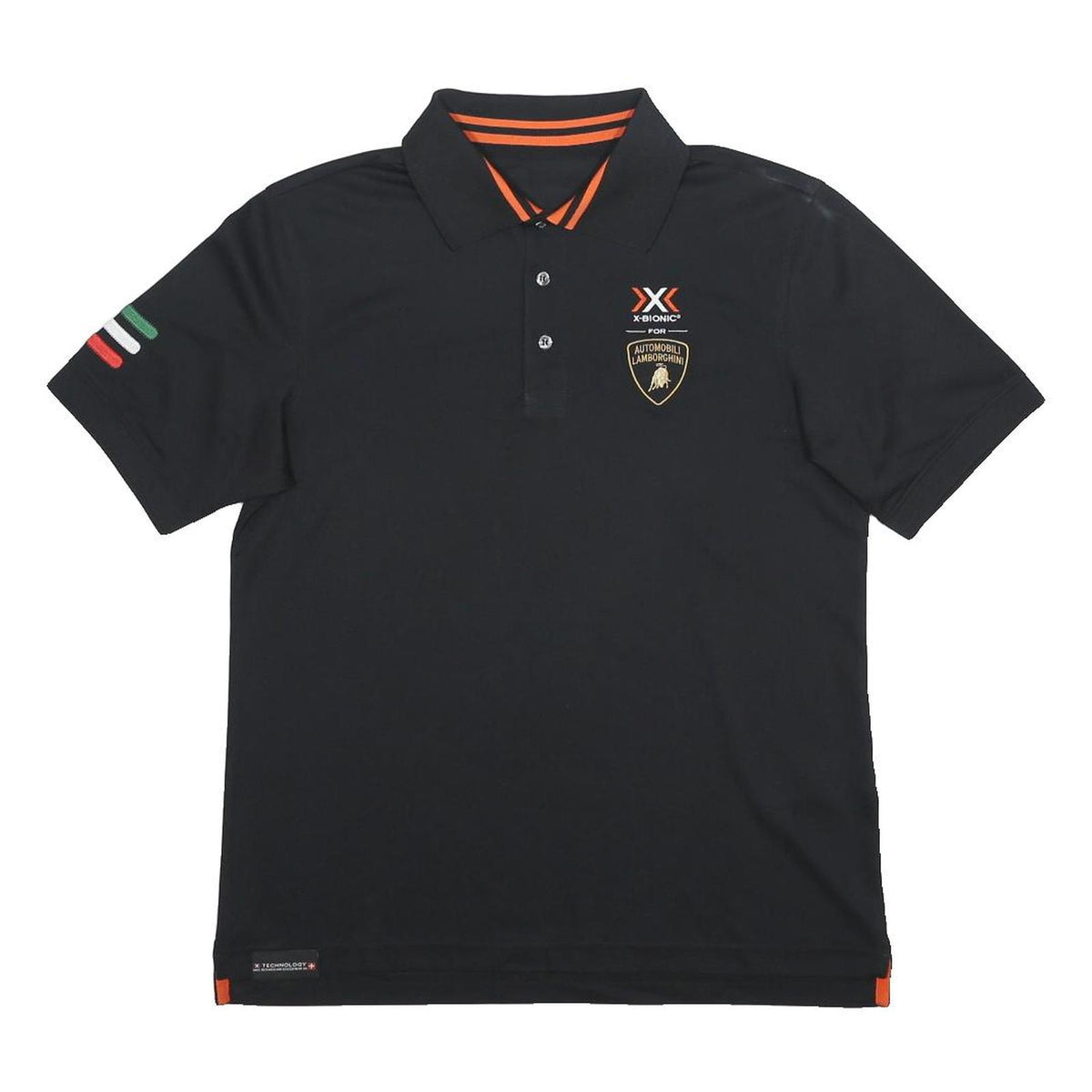 X-BIONIC FOR AUTOMOBILI LAMBORGHINI Mens Black Polo Shirt S Polyester Short
