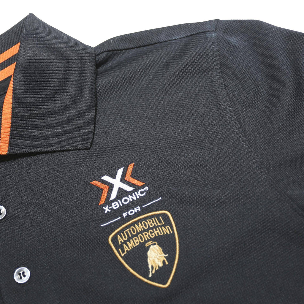 X-BIONIC FOR AUTOMOBILI LAMBORGHINI Mens Black Polo Shirt S Polyester Short