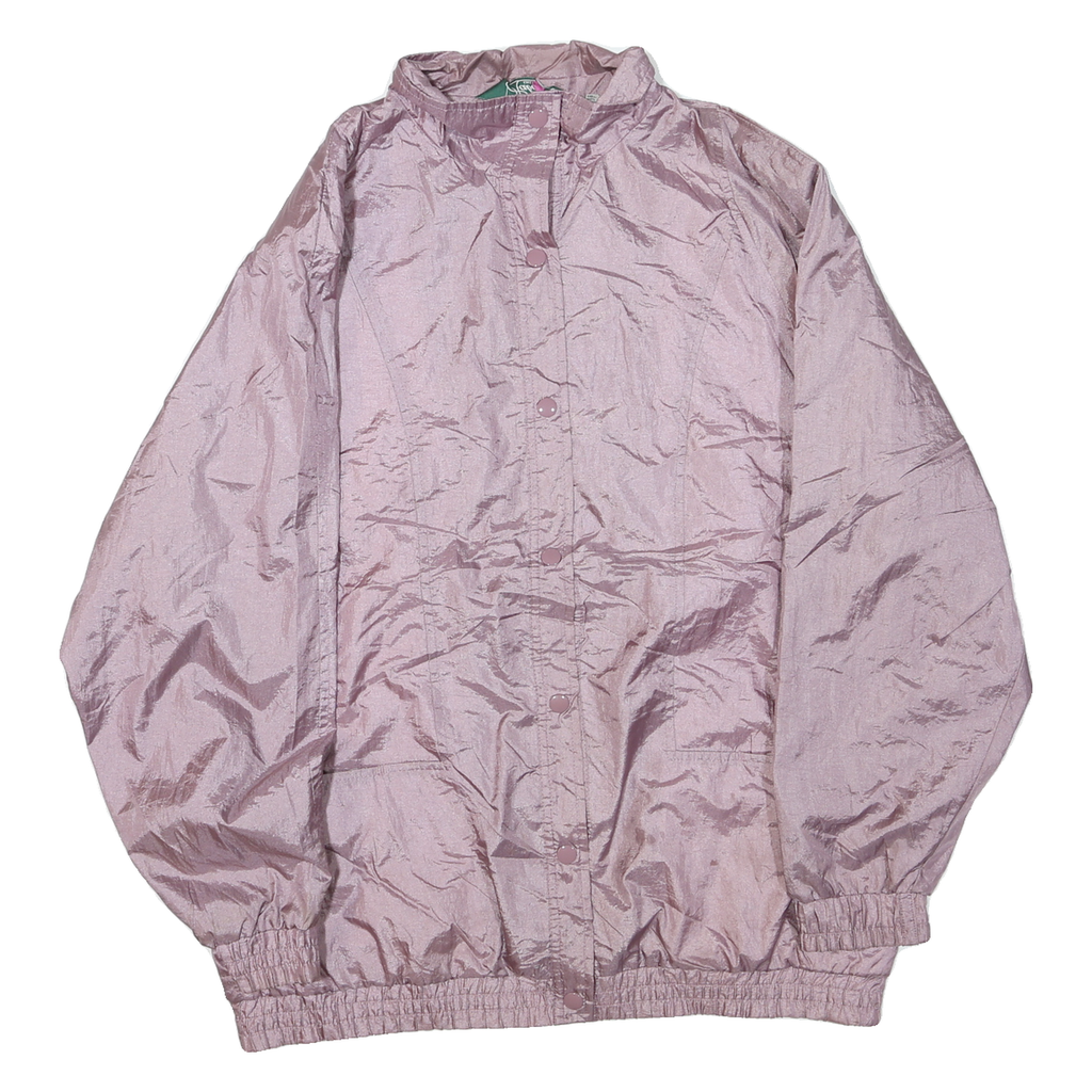Womens Pink Polyester Blend Zip Jacket L Lightweight Elastic Hem Casual Wear