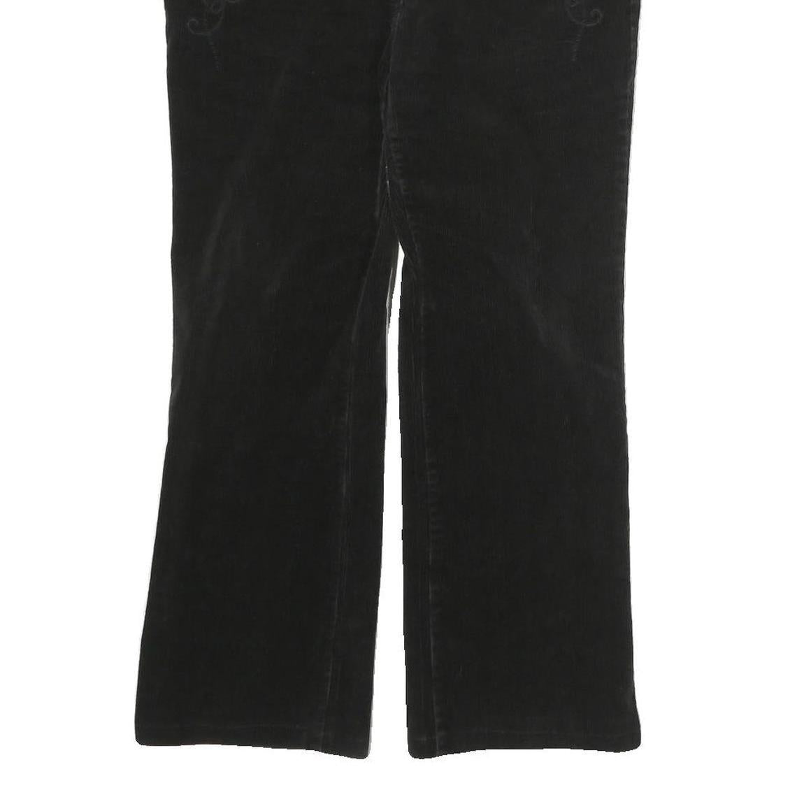 BLUE FASHION Womens Black Cotton Blend Regular Fit Bootcut Trousers W30 L25