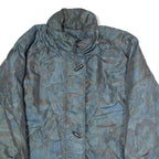 IZZI Insulated Womens Coat Blue 90s Crazy Pattern M
