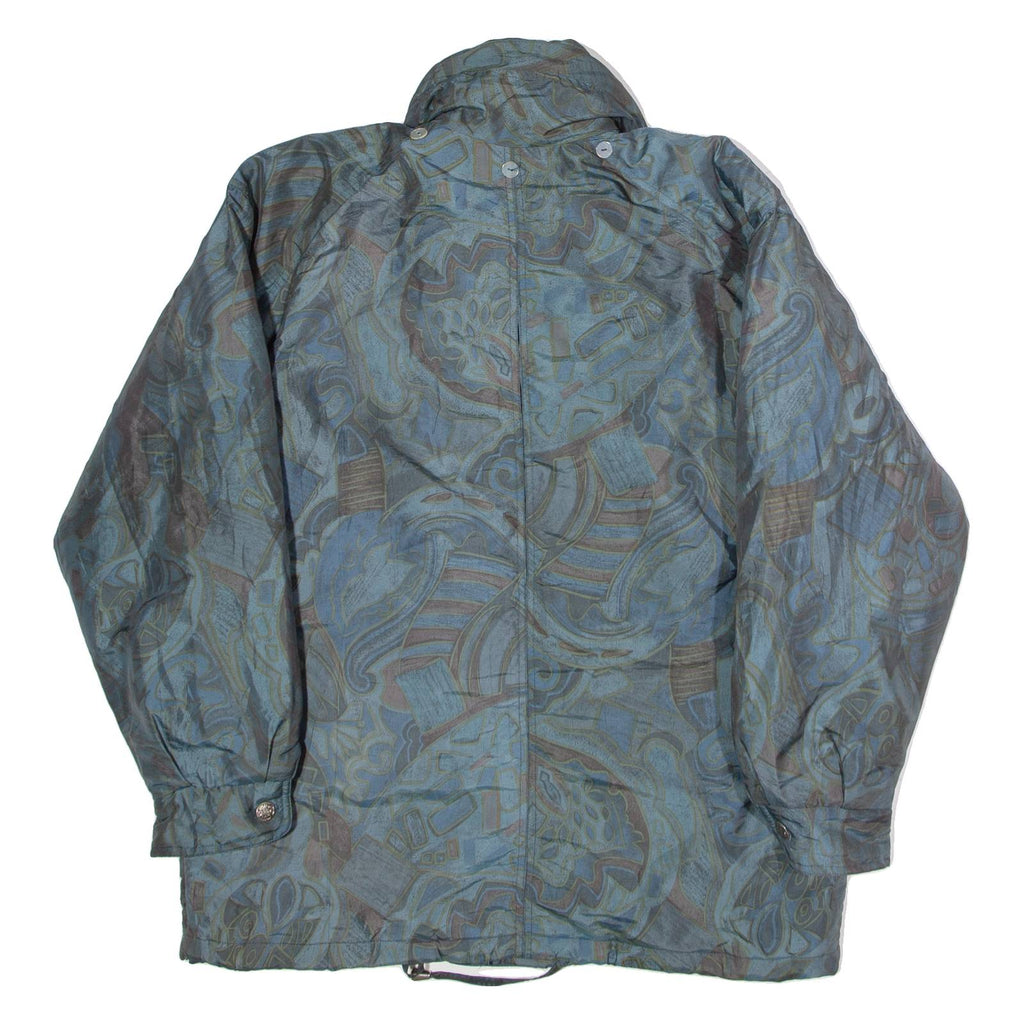 IZZI Insulated Womens Coat Blue 90s Crazy Pattern M