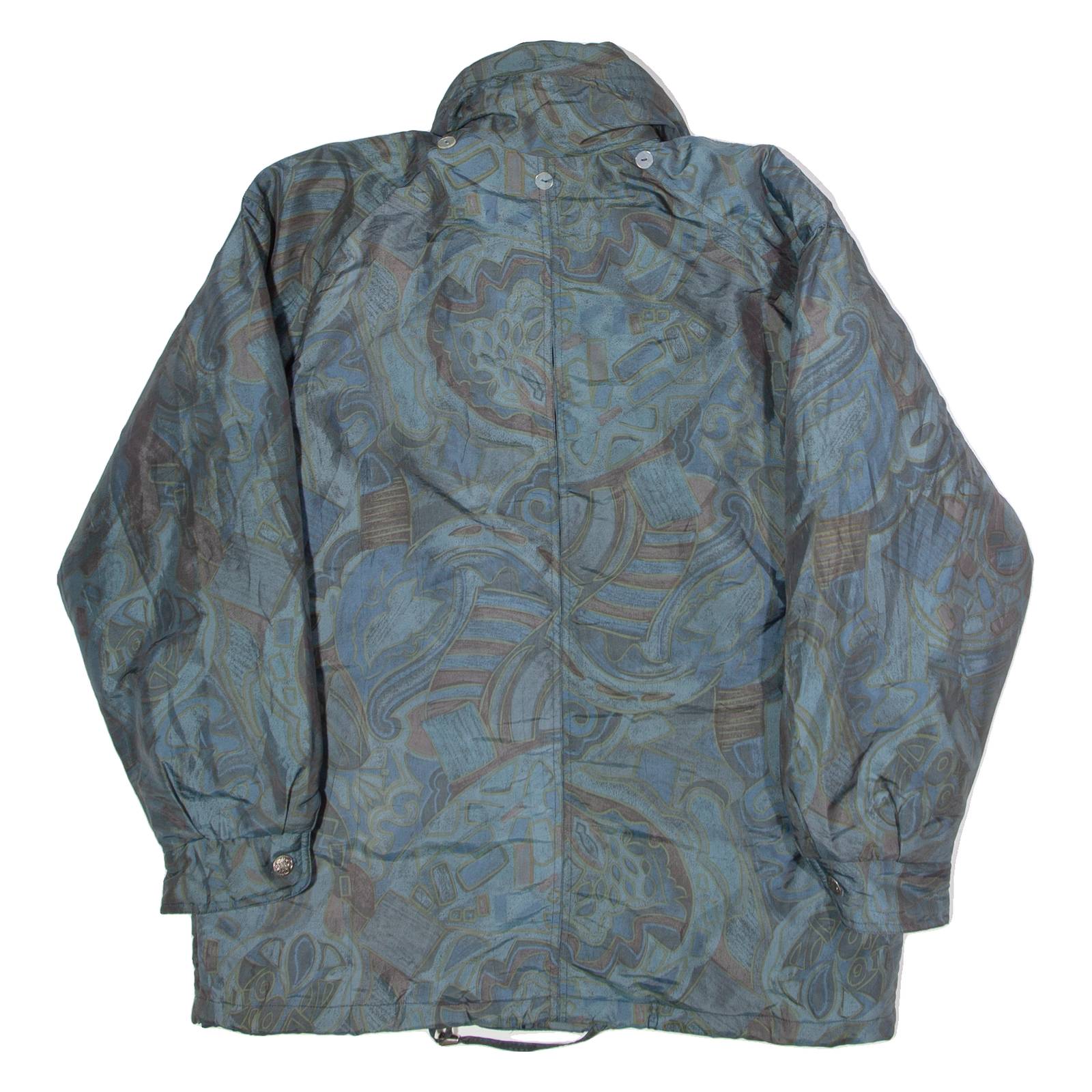 IZZI Insulated Womens Coat Blue 90s Crazy Pattern M