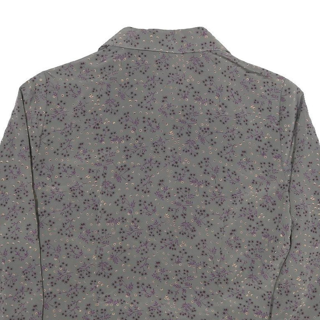 SAG HARBOUR Womens Grey Purple Floral Printed Shirt Long Sleeve Collared M