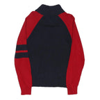 TOMMY HILFIGER Womens Navy & Red Jumper Patterned Button Neck Rib Knit UK 16