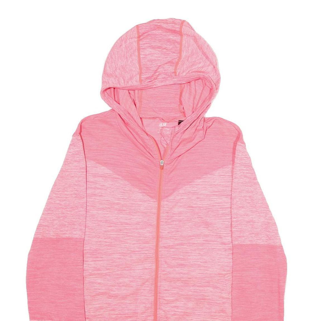 H&M Womens Pink Hooded Full Zip Hoodie M Lightweight Activewear Jacket
