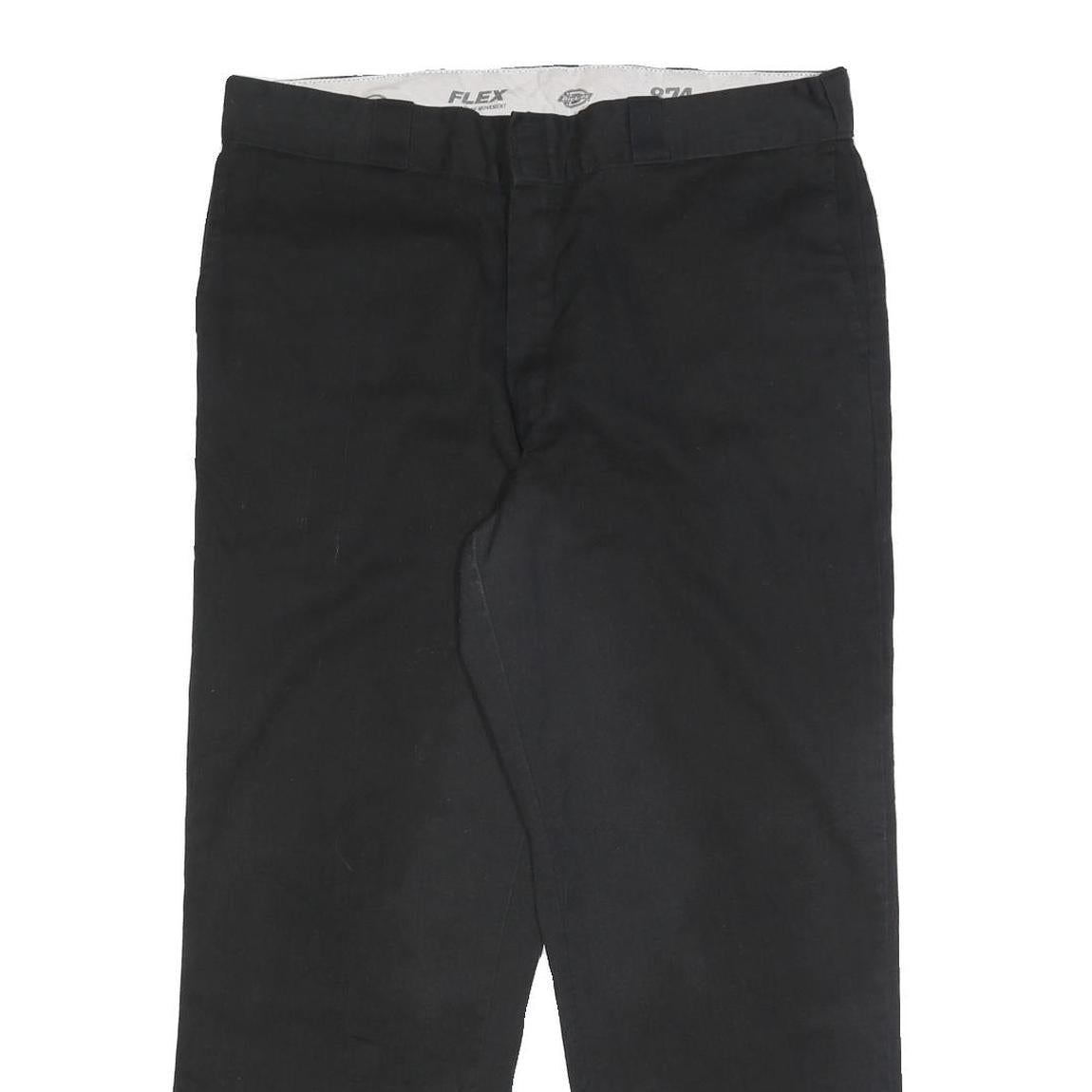 DICKIES Mens Black Regular Fit Straight Trousers W36 L29 Cotton Blend Zip