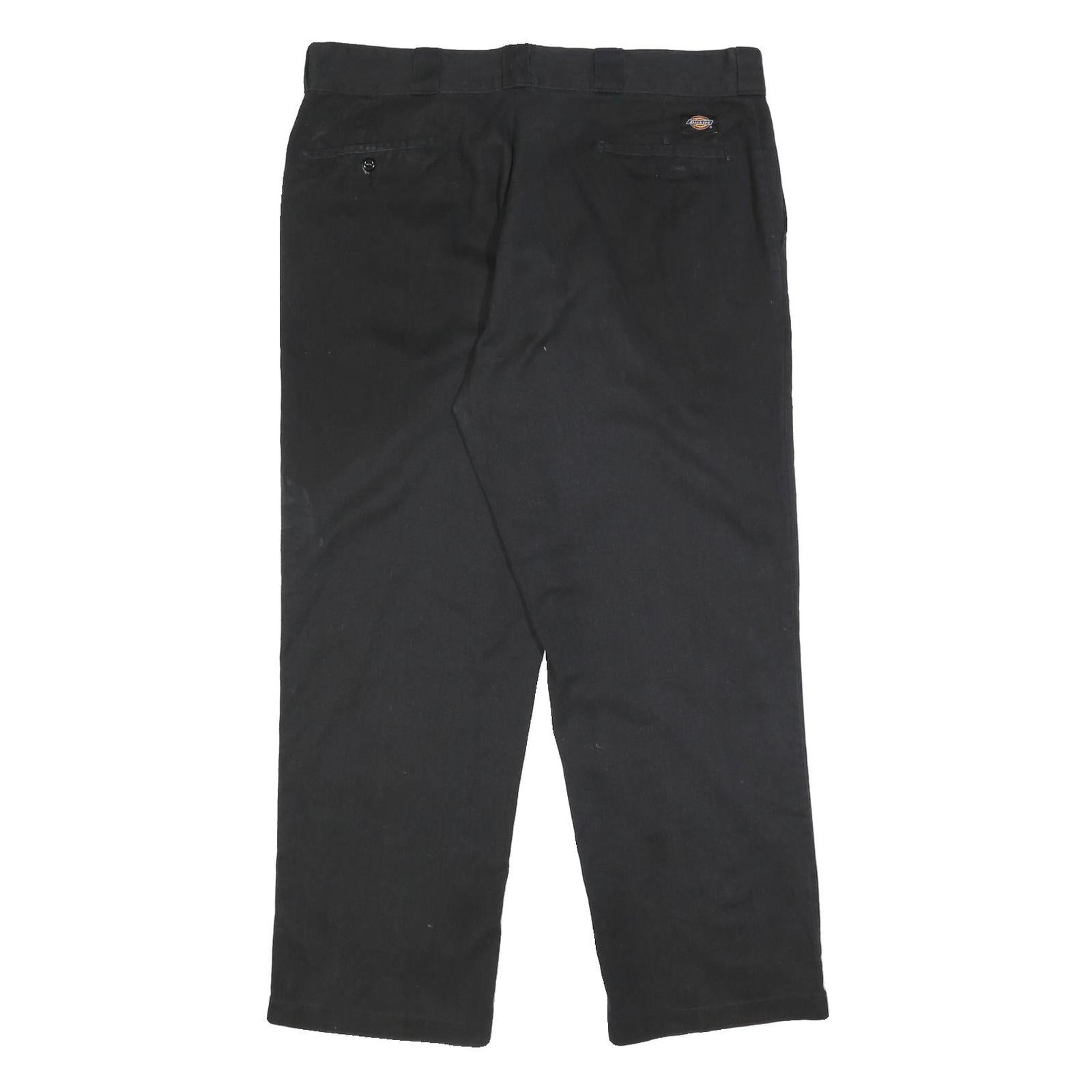DICKIES Mens Black Regular Fit Straight Trousers W36 L29 Cotton Blend Zip