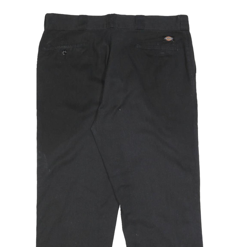 DICKIES Mens Black Regular Fit Straight Trousers W36 L29 Cotton Blend Zip