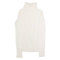 TOMMY HILFIGER Womens Jumper White Roll Neck Cable Knit XS
