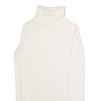 TOMMY HILFIGER Womens Jumper White Roll Neck Cable Knit XS