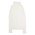 TOMMY HILFIGER Womens Jumper White Roll Neck Cable Knit XS