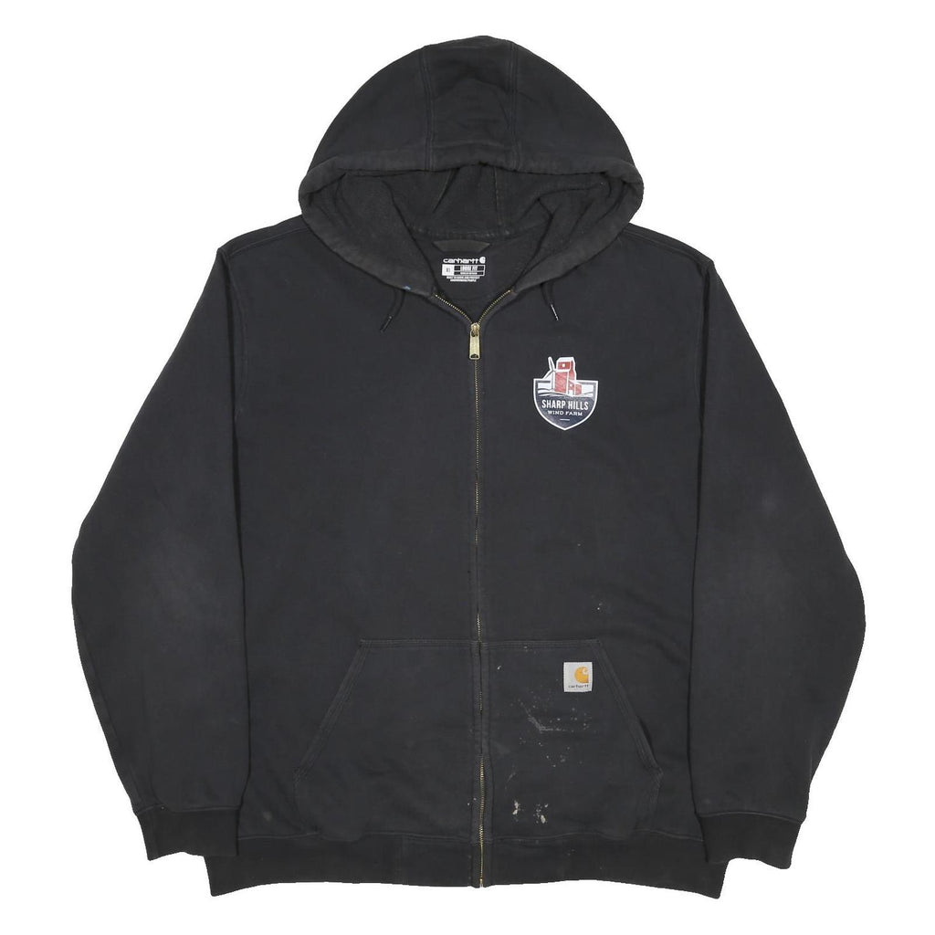 CARHARTT Mens Black Sharp Hills Wind Farm Zip Hooded Hoodie XL Workwear