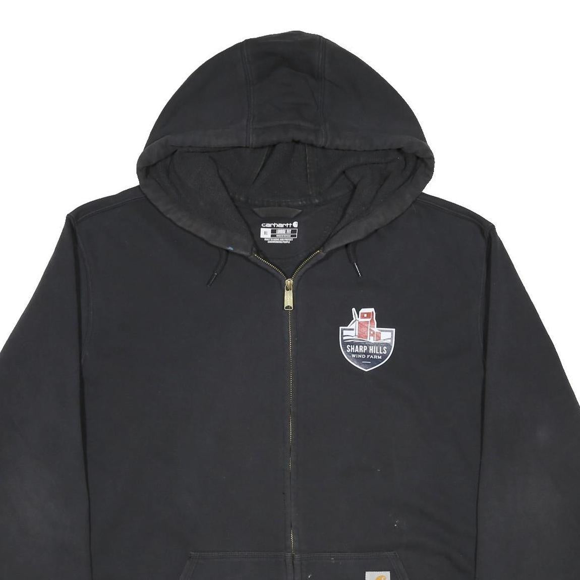 CARHARTT Mens Black Sharp Hills Wind Farm Zip Hooded Hoodie XL Workwear