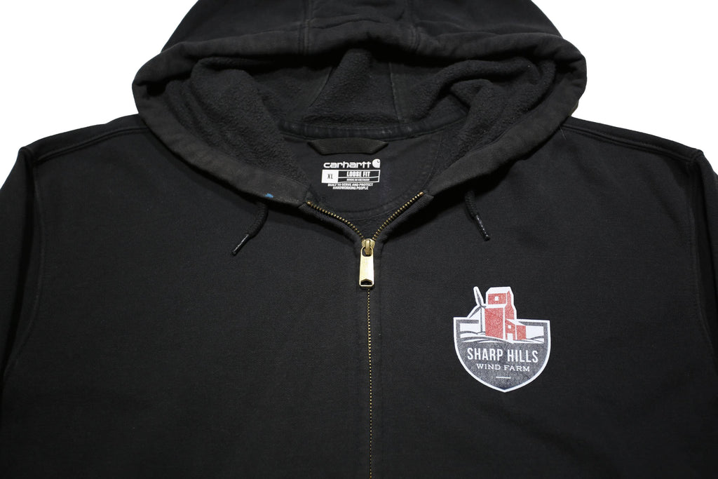 CARHARTT Mens Black Sharp Hills Wind Farm Zip Hooded Hoodie XL Workwear