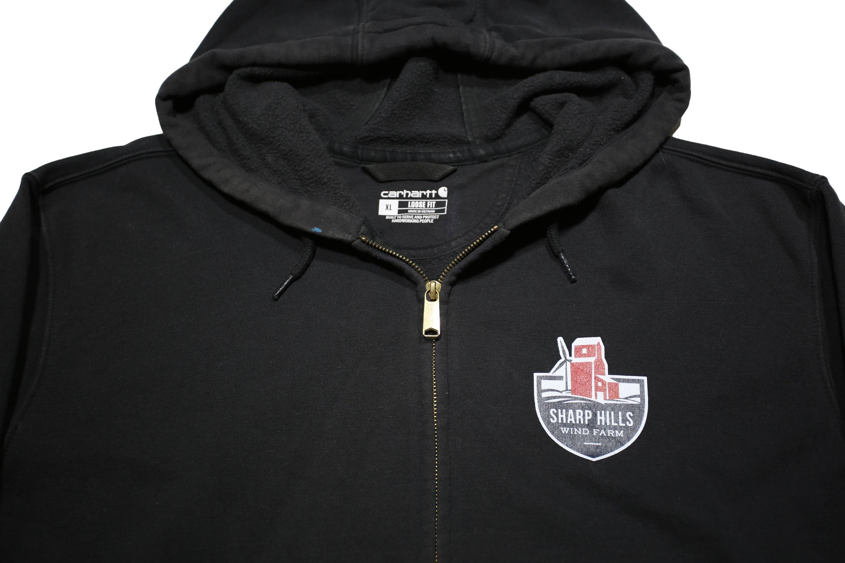 CARHARTT Mens Black Sharp Hills Wind Farm Zip Hooded Hoodie XL Workwear