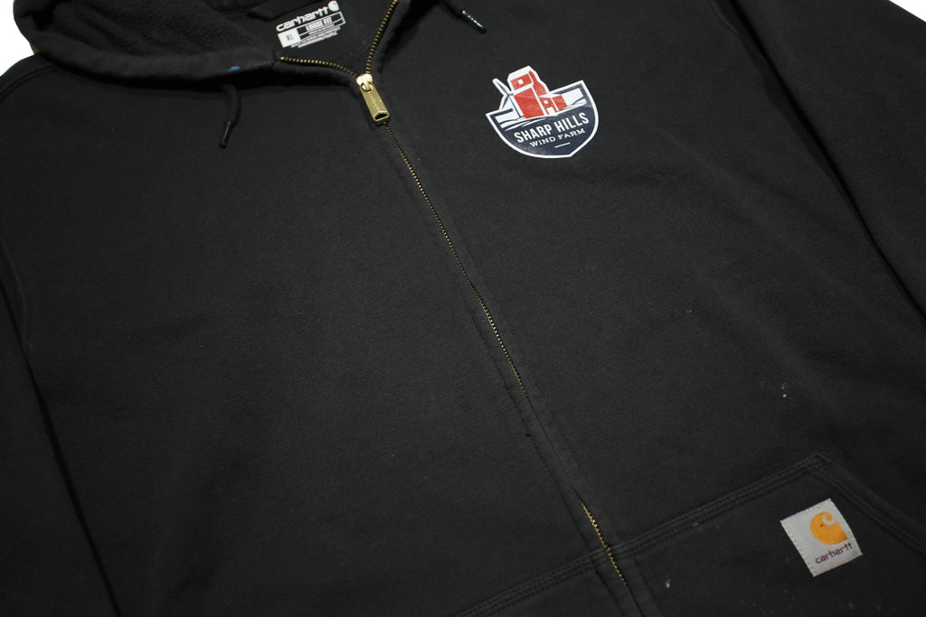 CARHARTT Mens Black Sharp Hills Wind Farm Zip Hooded Hoodie XL Workwear