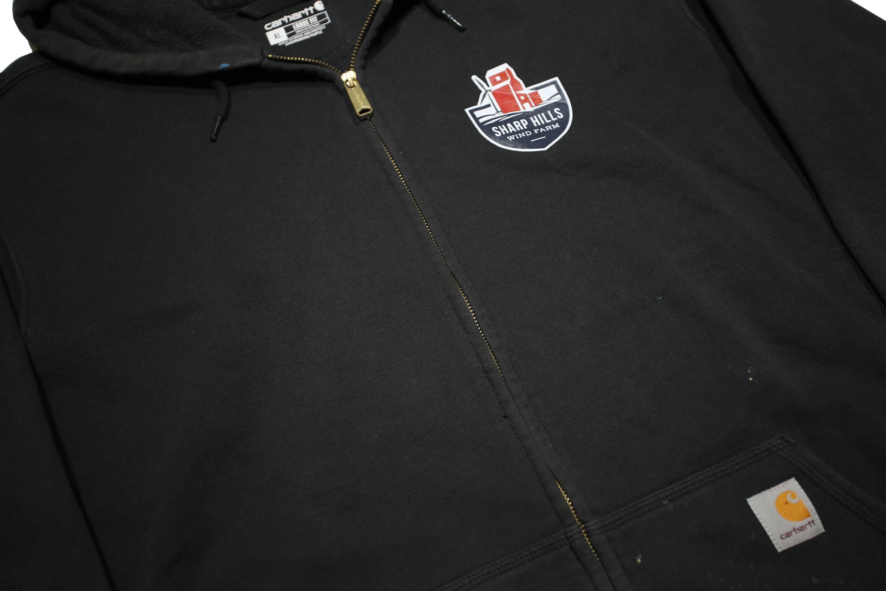 CARHARTT Mens Black Sharp Hills Wind Farm Zip Hooded Hoodie XL Workwear