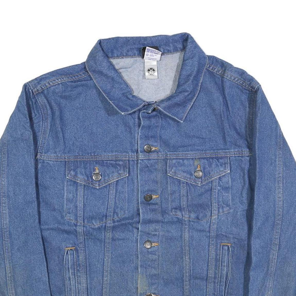 ALL AMERICAN CLOTHING Mens Blue Denim Jacket XL Cotton Button Plain Classic