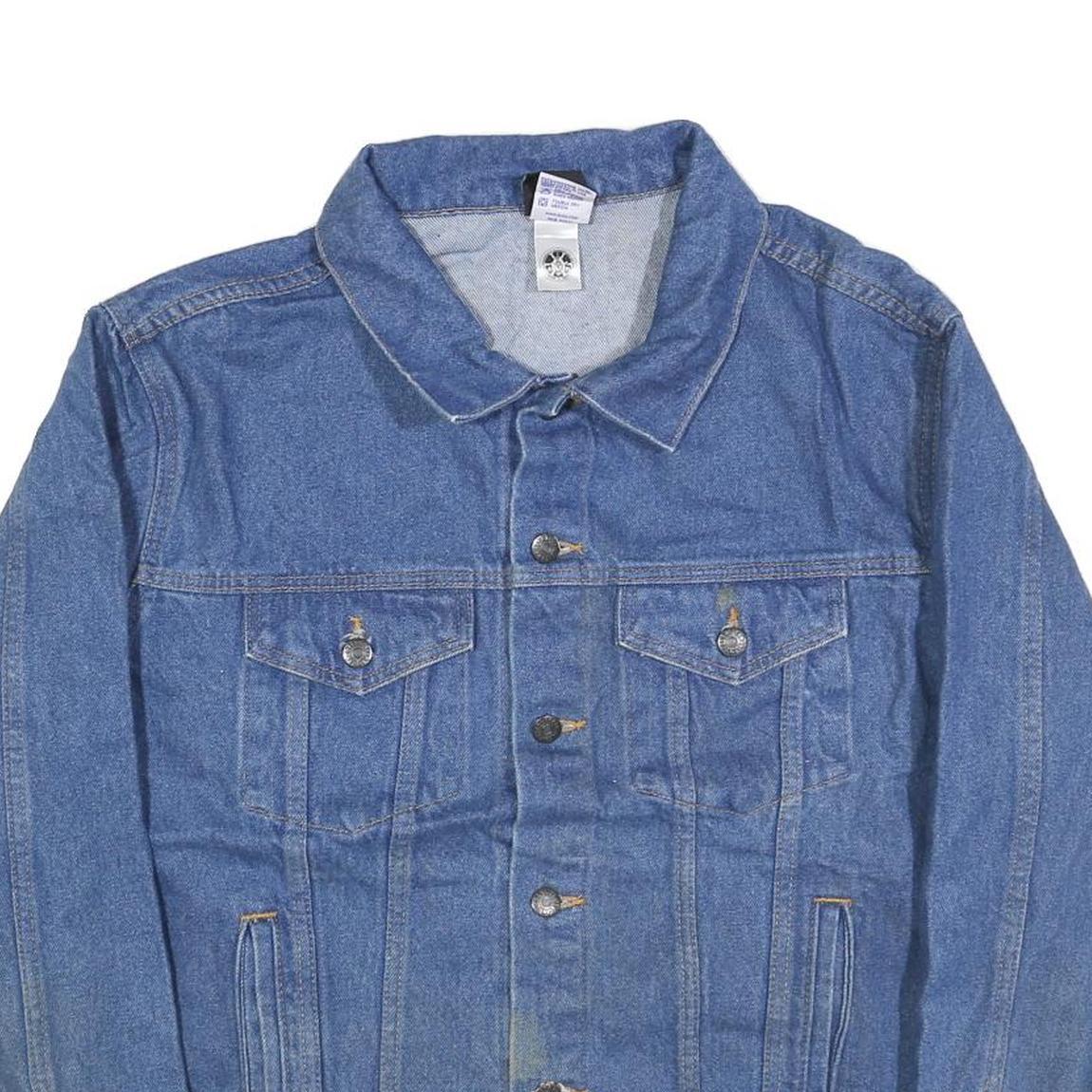 ALL AMERICAN CLOTHING Mens Blue Denim Jacket XL Cotton Button Plain Classic