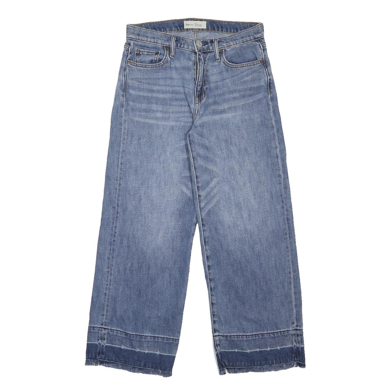 GAP Womens Jeans Blue Loose Wide-Leg Denim Light W26 L26 Frayed Hem