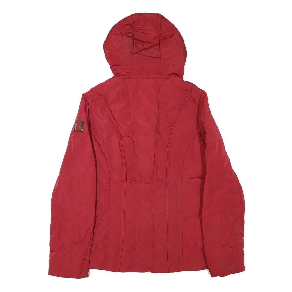 CALVIN KLEIN Womens Red Jacket S Polyester Blend Zip Hooded Plain Casual