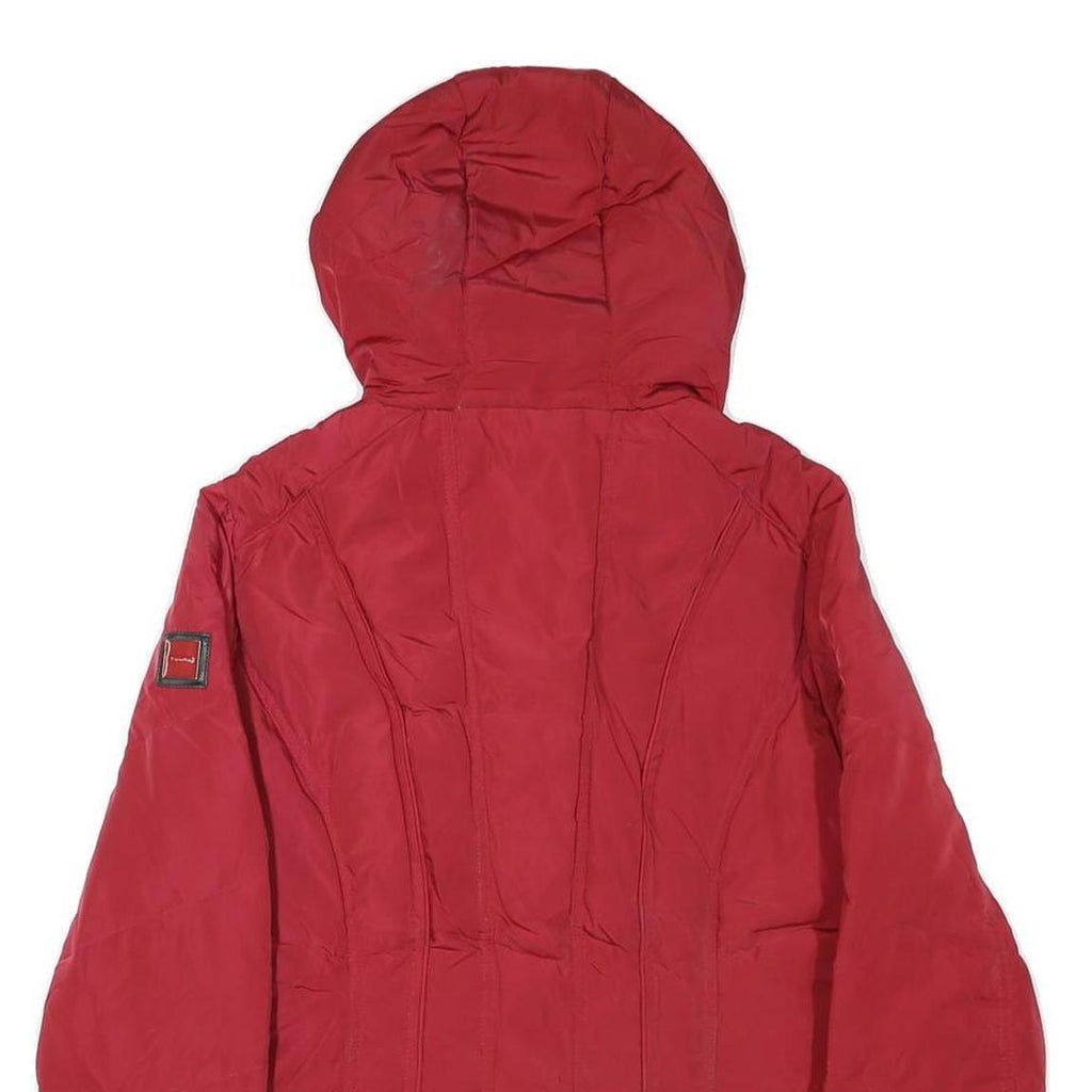 CALVIN KLEIN Womens Red Jacket S Polyester Blend Zip Hooded Plain Casual