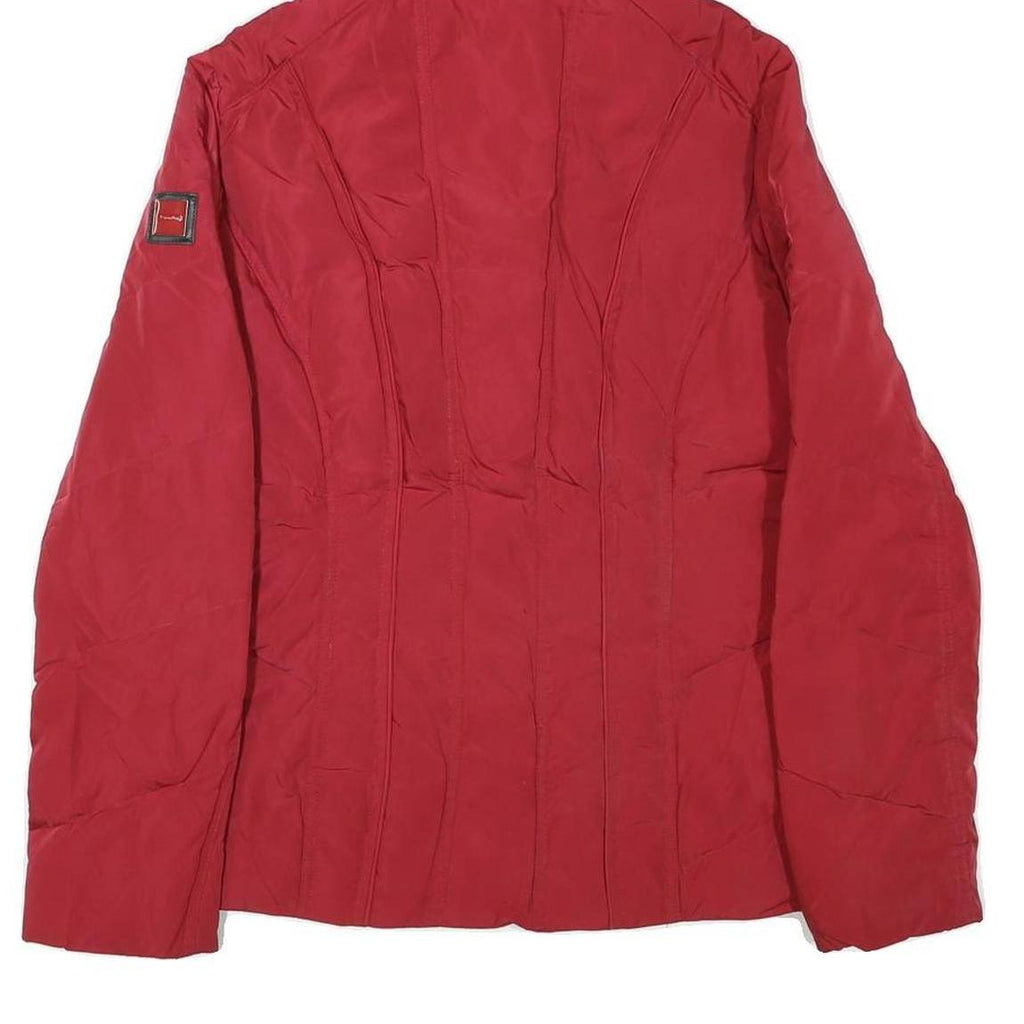 CALVIN KLEIN Womens Red Jacket S Polyester Blend Zip Hooded Plain Casual