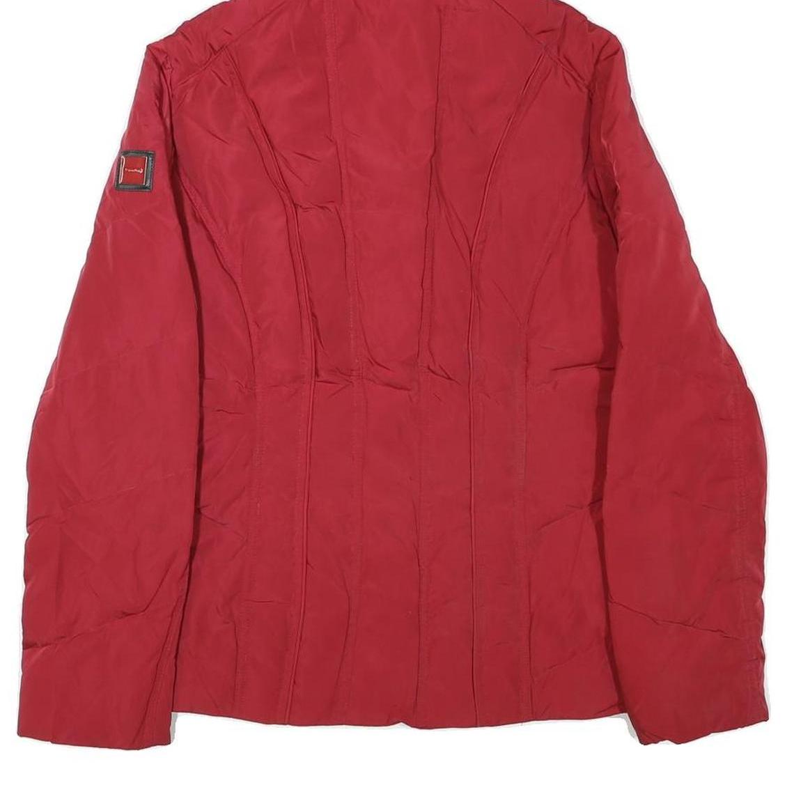 CALVIN KLEIN Womens Red Jacket S Polyester Blend Zip Hooded Plain Casual