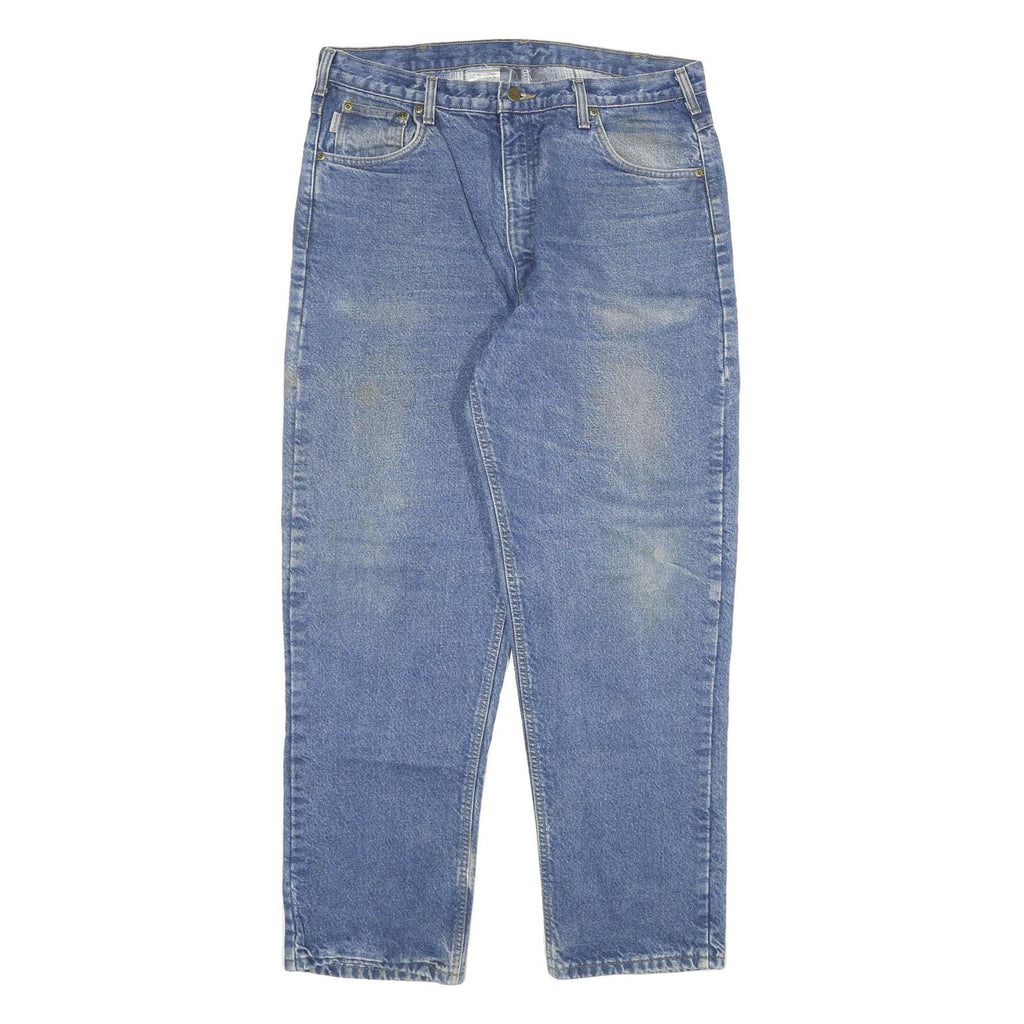 CARHARTT Mens Blue Regular Fit Straight Leg Denim Rinse W36 L31 Zip Jeans