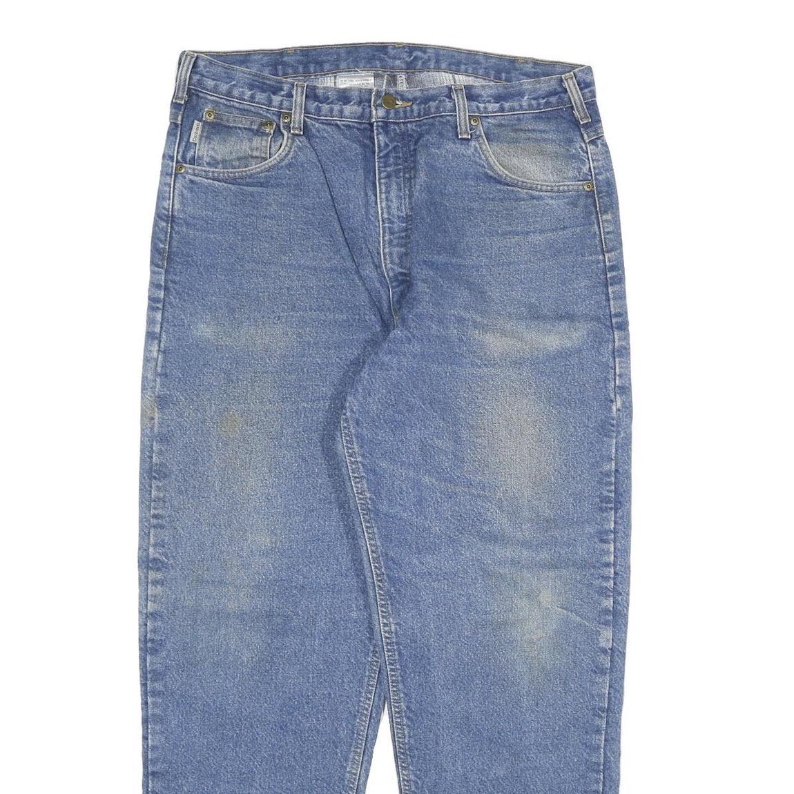 CARHARTT Mens Blue Regular Fit Straight Leg Denim Rinse W36 L31 Zip Jeans