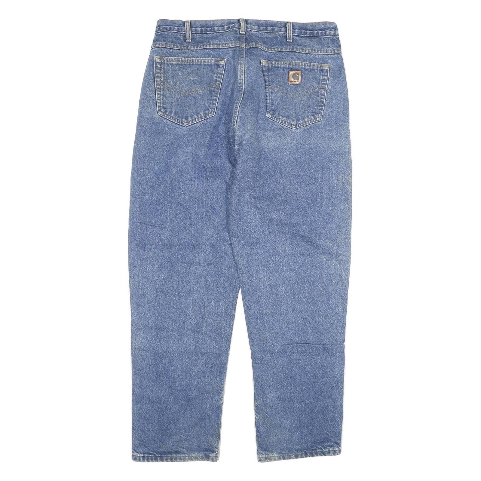 CARHARTT Mens Blue Regular Fit Straight Leg Denim Rinse W36 L31 Zip Jeans