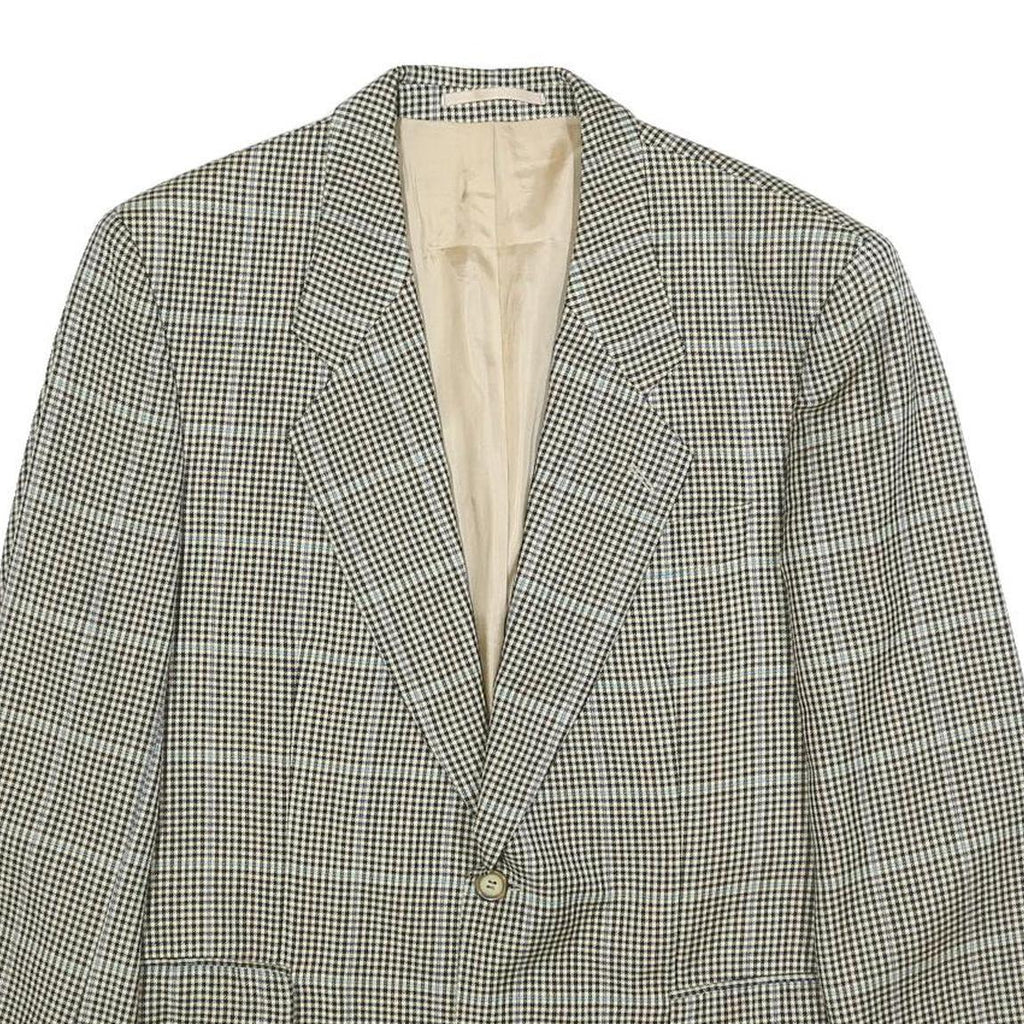 BOSS HUGO BOSS Mens Black & Beige Check Wool Blazer Jacket L Woven Classic