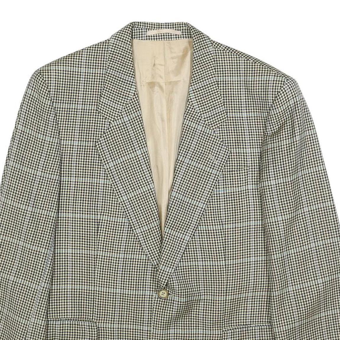 BOSS HUGO BOSS Mens Black & Beige Check Wool Blazer Jacket L Woven Classic