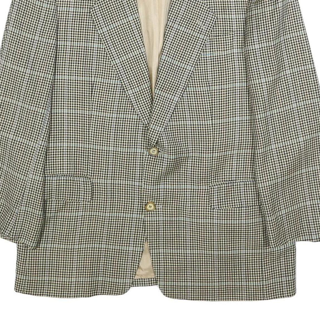 BOSS HUGO BOSS Mens Black & Beige Check Wool Blazer Jacket L Woven Classic