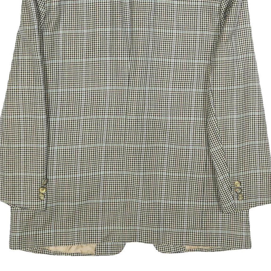 BOSS HUGO BOSS Mens Black & Beige Check Wool Blazer Jacket L Woven Classic