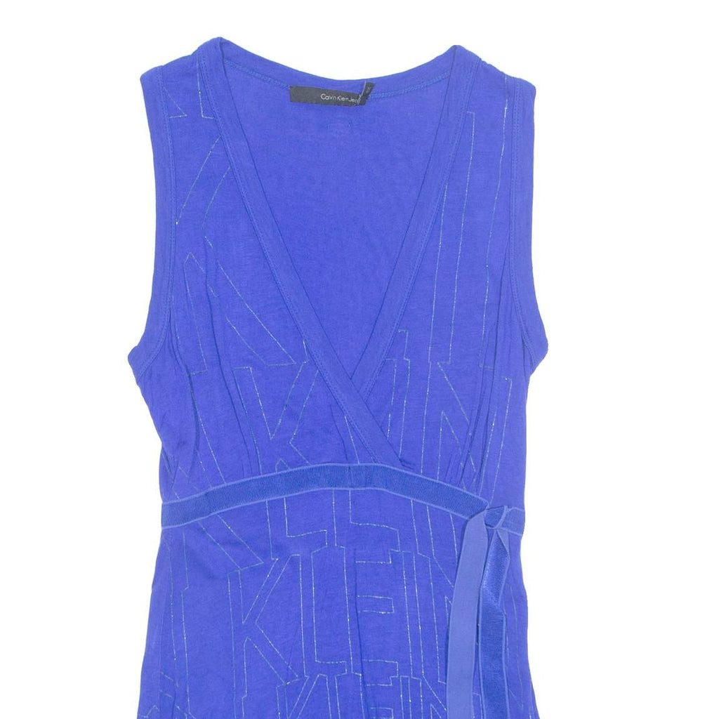 CALVIN KLEIN JEANS Womens Top Blue V-Neck Sleeveless XS