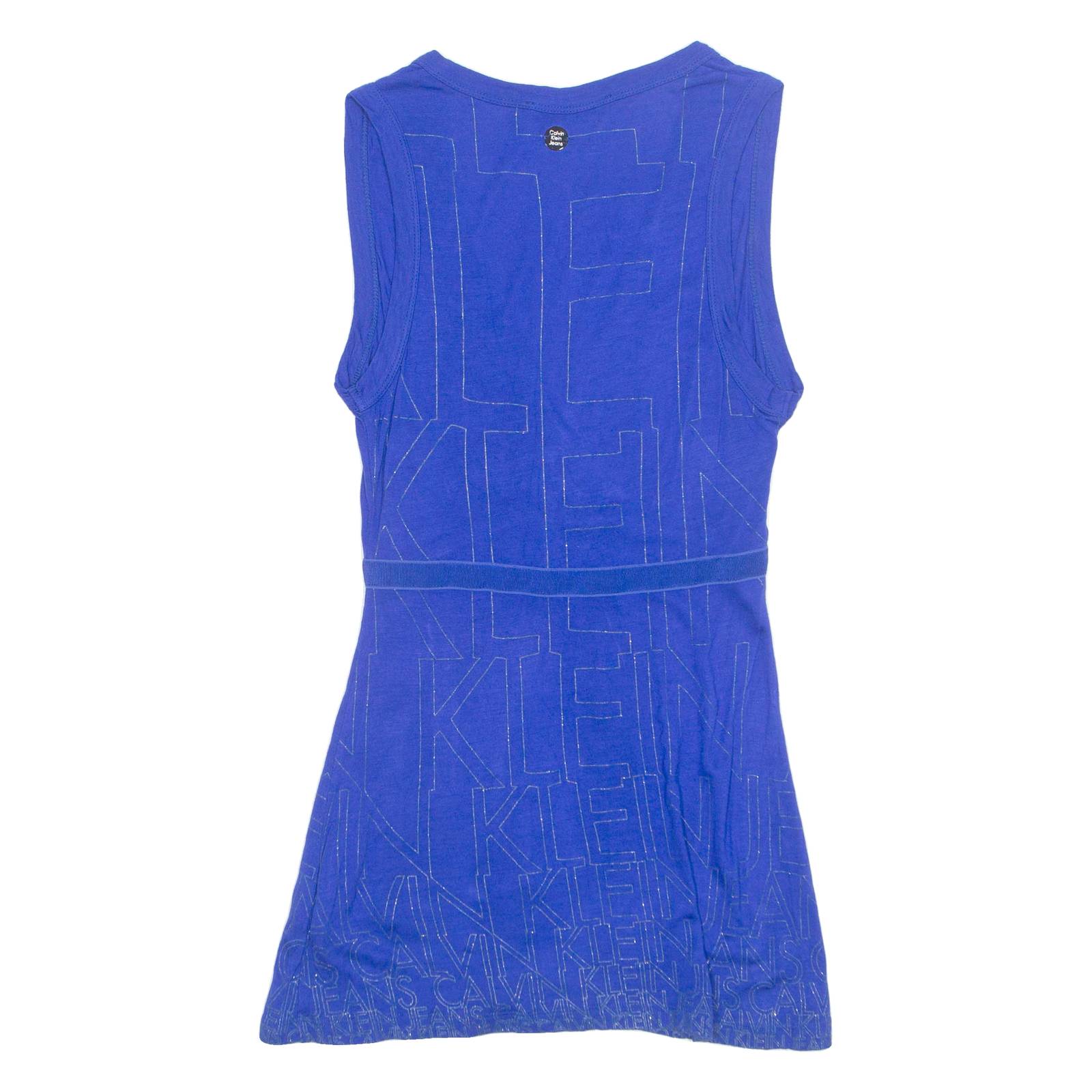 CALVIN KLEIN JEANS Womens Top Blue V-Neck Sleeveless XS