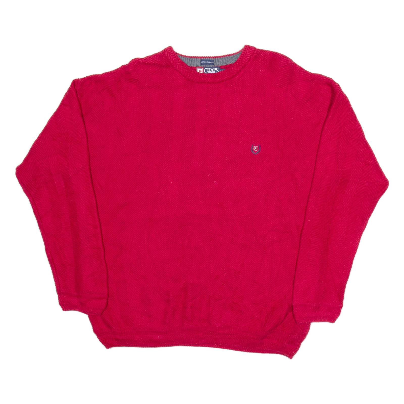CHAPS RALPH LAUREN Mens Jumper Red Herringbone Tight Knit L