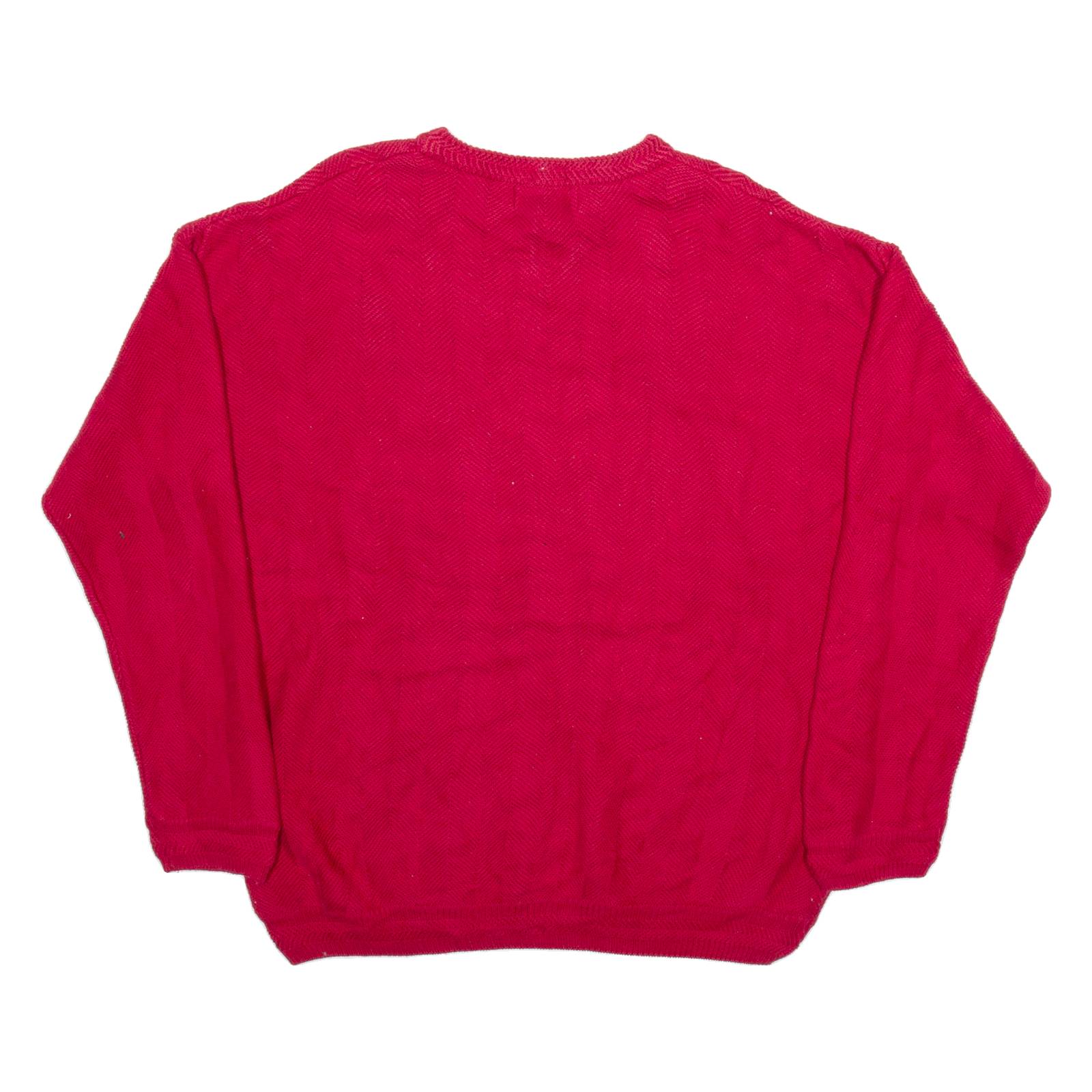 CHAPS RALPH LAUREN Mens Jumper Red Herringbone Tight Knit L