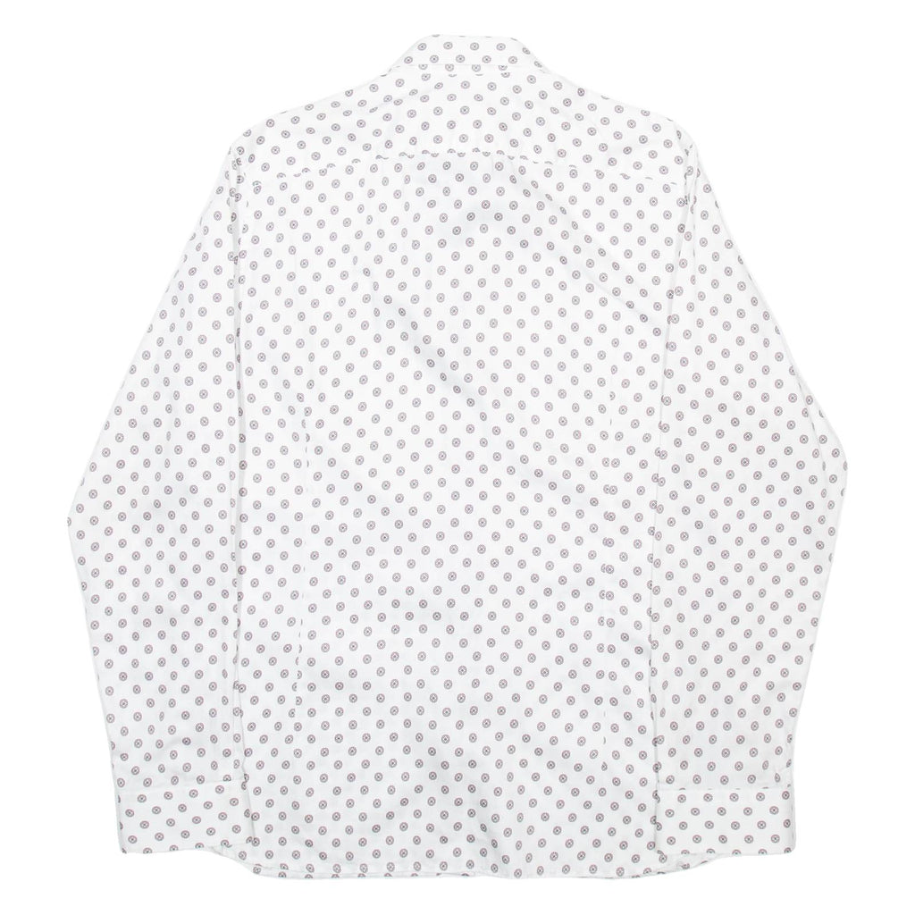 TED BAKER Mens Shirt White Spotted Long Sleeve L